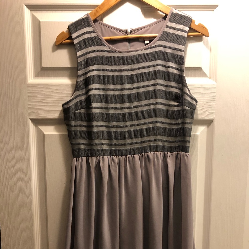 Grey Striped Skater Dress
